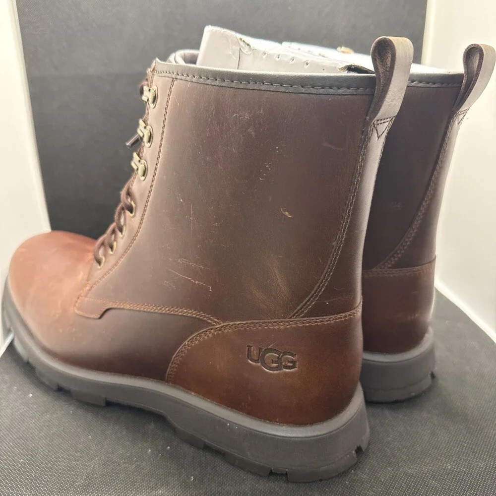 Ugg Kirkson 1120992-CLTHR Boots Men's 12 Chestnut Leather Waterproof Ankle UZI47